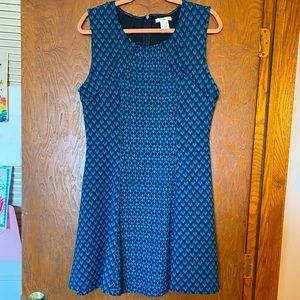Blue and Teal Fit and Flare Dress